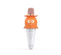 COMETX Microphone portable pour karaoké avec haut-parleur réduction du bruit LED, 7 lumières de couleur, contrôle de l'écho, forme de carotte, microphone BT sans fil, cadeau pour fête d'anniversaire,