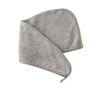 COMEYER Bambou Microfibre Cheveux Serviette Wrap Gris Rayé Séchage Rapide Douche Turban Bonnet avec Bouton Super Absorbant Anti-Frisottis Bonnet de Bain pour Femmes Fille