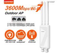 Comfast extérieur WiFi7 IP66 étanche 2.4G/5.8G accès Piont 3600Mbps AP sans fil avec 3 antennes 5dBi 48V POE/12V DC alimenté WIFI7 3600Mbps AP