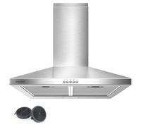 Comfee CHT3.6B Hotte aspirante 60 cm Hottes Aspirantes Cusine Inox Débit 320 m³/h, Filtres à Graisses de 5 Couches, 3 Vitesses, Cheminée Réglable, 1 Lumière LED Acier Inoxydable
