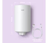 Comfee' D50-15EFG Chauffe-eau électrique à accumulation mural, 50 L, Conception sous évier, Wi-Fi et commande à distance par smartphone, Blanc efficacité énergétique B