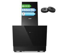 COMFEE Hotte aspirante CH60J72ET6A3B 60 cm, flux d'air 650 m³/h, hotte 60 cm de recirculation et évacuation, écran tactile, commande gestuelle, 4 vitesses, LED, noir
