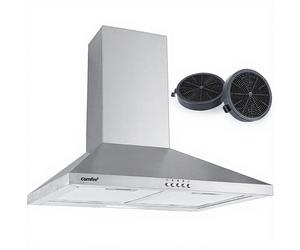 Comfee Hotte aspirante murale avec filtre à charbon actif, à recyclage d’air ou évacuation, 400 m³/h, Classe énergétique B, filtre lavable à 5 couches, 3 niveaux réglables, pour cheminée