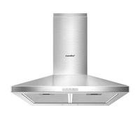 COMFEE' Hotte aspirante PYRA17SS-60 en acier inoxydable avec LED et système de recirculation et de conduits Fixation murale Hotte aspirante 600 mm Argent