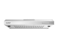 COMFEE' KWH-SLIF17SS-60 Hotte Aspirante, 200 m³/h, 60 cm | Sous Placard, Recyclage Interne ou Évacuation Extérieure, 3 Niveaux de Vitesse, LED, Argenté, Idéal pour les Petites Cuisines