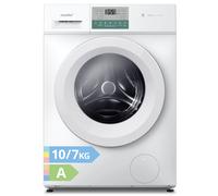 COMFEE' Lave-linge séchant 2-en-1, chargeur 10 kg/7 kg, 60 cm, fonction vapeur, moteur BLDC, séchage automatique, certification Woolmark, panneau tactile, blanc - CFP03ED100W-HR [Classe énergétique A]