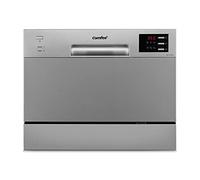 COMFEE' Lave-vaisselle Compact CDWMT0602ESD-EU Mini lave-vaisselle avec 6 couverts, 6 programmes, Clase D, écran LED, démarrage différé, cycle intensif H-TEMP à 70 °C, niveau sonore 47 dB - Argent