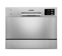COMFEE' Lave-vaisselle compact de table TD602E-S Mini lave-vaisselle avec 6 couverts, 6 programmes, écran LED, démarrage retardé, fonction de lavage dans les heures non de pointe - Argenté