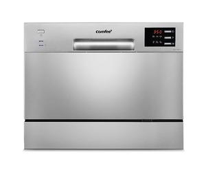 COMFEE' Lave-vaisselle compact de table TD602E-S Mini lave-vaisselle avec 6 couverts, 6 programmes, écran LED, démarrage retardé, fonction de lavage dans les heures non de pointe - Argenté