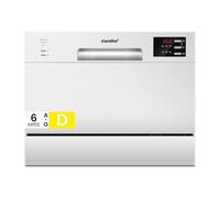 COMFEE' Lave-vaisselle de table amélioré avec 6 places, mini lave-vaisselle de comptoir pour petites familles, couples, affichage LED, démarrage différé, bruit silencieux de 47 dB, blanc