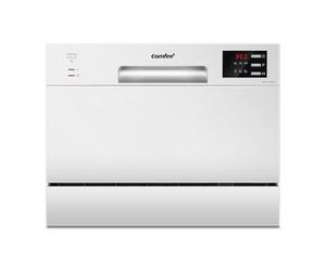 COMFEE' TD62E-W Lave-vaisselle Compact Pose Libre, Écran LED, 6,5 Litres, 6 Couverts, 6 Programmes, Démarrage Différé, Niveau Sonore: 47 dB, Blanc