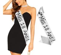 Comffy 18 ans Anniversaire Fille Echarpe Banderole Paillette Strass Echarpe Anniversaire 18 ans en Francais (argente)