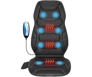 COMFIER Housse de siège de massage chauffante, tapis de massage vibrant pour le dos et la nuque, coussin de siège relaxant, appareil de massage dorsal pour la maison ou le bureau, cadeaux pour femmes