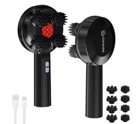 COMFIER Masseur de tête électrique portable sans fil, masseur de cuir chevelu IPX7 étanche avec 8 têtes de massage, 3 modes, favorise la croissance des cheveux et la relaxation, Noir