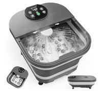 COMFIER Masseur électrique pour les pieds avec chaleur et massage automatique roulant, température réglable, pulvérisation d'eau ambiante à 180°, grand écran LED, plaques de massage amovibles, cadeau