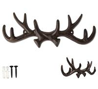Comfify Crochets muraux vintage en forme de bois de cerf en fonte avec crochets | Vis et chevilles incluses | Marron rouille