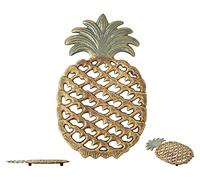 Comfify Dessous de Plat en Fonte en Forme d'ananas - Dessous de Verre décoratif en Fonte pour Cuisine ou Table à Manger - Design Moderne et Tendance - avec Pieds en Caoutchouc - Métal recyclé