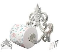 Comfify Fleur De Lis Porte - Rouleau de Papier Toilette en Fonte -Rustique Blanc