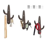 Comfify Lot de 3 crochets muraux doubles en fonte motif cactus - Crochets muraux d coratifs pour manteaux, sacs, serviettes et plus encore - Avec