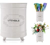 Range-Ustensile Français Blanc en Céramique - Panier à Ustensile de Cuisine