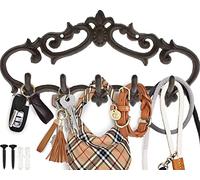 Comfify Support mural en fonte Design vintage avec 5 crochets - Clés, serviettes, etc. - Idée cadeau décorative murale, métal, robuste, rustique, vintage - rustique marron