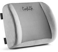 ComfiLife Coussin de soutien lombaire pour chaise de bureau et siège de voiture - Mousse à mémoire de forme avec sangle réglable et maille respirante 3D (gris)