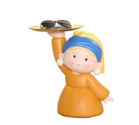 COMFOLIVING Bol décoratif pour clés, porte-clefs - Porte-clefs pour plateau décoratif | Organisateur de bijoux, figurines de collection, fille avec boucles d'oreilles en résine statue, porte-monnaie