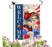 COMFOLIVING Drapeau de Jardin Patriotique, Drapeaux de Jardin Patriotique Extérieur - Drapeau Patriotique Américain Bienvenue | 30,5 x 45,7 cm Drapeau Memorial Double Face pour