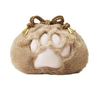 COMFOLIVING Petite trousse de maquillage en peluche, sac à cordon en peluche - Organisateur d'articles de toilette unique en forme de patte de chat, rangement de maquillage, petites trousses de