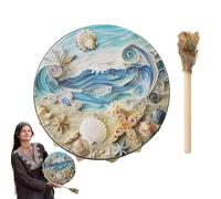 COMFOLIVING Tambour chaman, batterie à main pour adultes - Sea Wave Shell Music Drum - Instrument de musique à tambour, comprend des baguettes de percussion, instruments de percussion pour l'école à