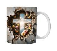 COMFOLIVING Tasse à lait en céramique, tasse à café décorative, tasse à thé du petit déjeuner modèle soleil d'espoir | Tasse de boisson en céramique pour une bonne performance de préservation du