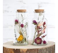 comforder Lot de 2 fleurs séchées dans un verre avec bouchon en liège - Décoration florale séchée en verre large (grand/multicolore)