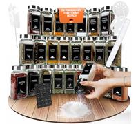 comforder Lot de 24 pots à épices carrés avec couvercles - 120 ml (métal)