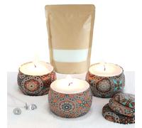 comforder Sable pour bougie avec mèche et boîtes à bougie - Coffret cadeau complet avec 250 g de sable pour bougie, 6 mèches et 3 bougeoirs