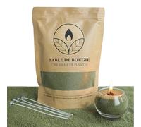 comforder Sable pour Bougies 400 g + 4 Mèches, Kit Bougie DIY, Vert Mousse | Bougie en poudre perlée, perles de cire à verser, cire de stéarine de palme, mèche réutilisable