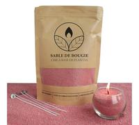 comforder Sable pour Bougies avec Mèches, Kit Bougie à Faire Soi-Même, Bougie Poudre, Pearled Candle, 400 g de Perles de Cire pour Bougie + 4 Mèches (Rose)