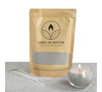 comforder Sable pour Bougies avec Mèches, Kit Bougie à Faire Soi-Même, Bougie Poudre, Pearled Candle, 400 g de Perles de Cire pour Bougie + 4 Mèches (Gris)