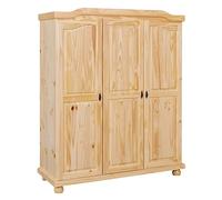Comforium Armoire Design Rustique 3 Portes en Bois Massif, Naturel