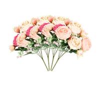 Comforso Lot de 4 bouquets de pivoines artificielles en soie, bouquet de fleurs de pivoines artificielles en savon, bouquet de fleurs pour fête des mères, fête de mariage, fleurs éternelles pour