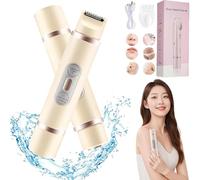 Comfort 2 in 1 Electric Lady Shaver, Bikini Trimmer, Mini Wet and Dry Women Dual Head Trimmer, Dual Head Design Shaver, Rechargeable Waterproof Cordless Bikini Trimmer, Small and Lightweight (Beige)