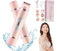 Comfort 2 in 1 Electric Lady Shaver, Bikini Trimmer, Mini Wet and Dry Women Dual Head Trimmer, Dual Head Design Shaver, Rechargeable Waterproof Cordless Bikini Trimmer, Small and Lightweight (Pink)