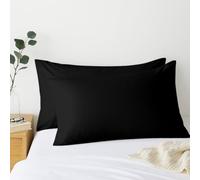 Comfort Beddings Lot de 2 taies d'oreiller de qualité supérieure 100 % coton mélangé - Noir (Super King Size 50 x 90 cm)