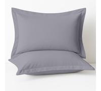 Comfort Beddings Taies d'oreiller Oxford 100% Coton égyptien de qualité Lourde 400 Fils, Lot de 2 - Argent (Taille Superking 50 x 90 cm)