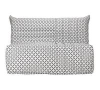 Générique BECCI Banquette BZ 2 Places avec Matelas BULTEX - Tissu Noir et Blanc - Style Contemporain - L 142 x P 101 cm