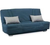 COMFORT BULTEX Banquette clic-clac - 3 places - Tissu bleu + Coussins déco gri