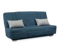 COMFORT BULTEX Banquette clic-clac - 3 places - Tissu bleu + Coussins déco gri