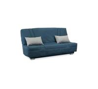 COMFORT BULTEX Banquette clic-clac - 3 places - Tissu bleu + Coussins déco gri