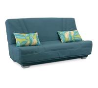 COMFORT BULTEX Banquette clic-clac - 3 places - Tissu bleu + Coussins déco Jungle