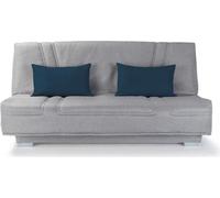 COMFORT BULTEX Banquette clic-clac - 3 places - Tissu gris + Coussins déco bleu - L193 x