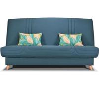 COMFORT BULTEX Banquette clic - Tissu bleu + Coussins déco jungle - L193 x P95 x H101- MONA